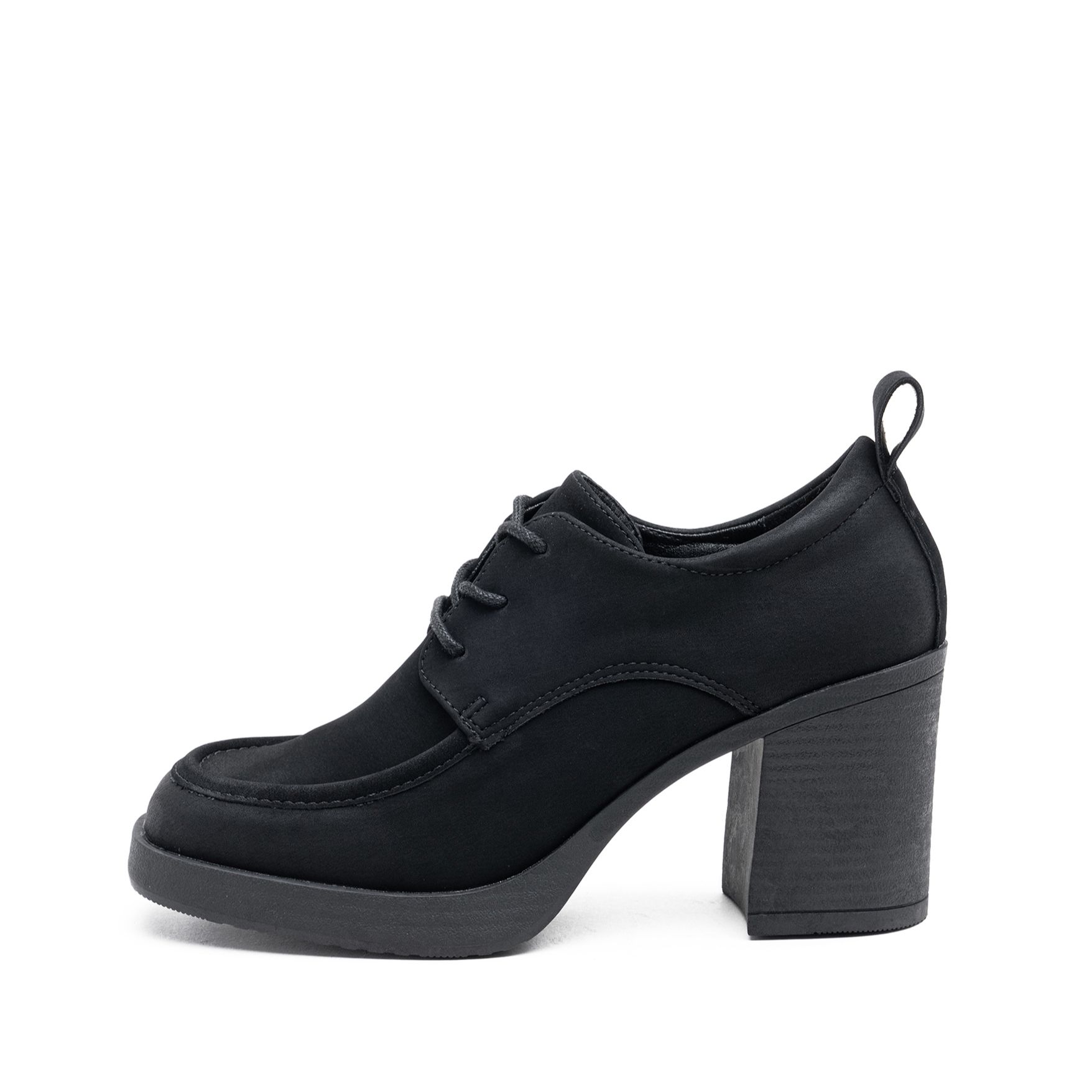 Zapatos Mocasines de Mujer con Tacón Bloque de 8 cm, Cierre de Cordones, Material de Polipiel, Estilo Sofisticado para Oficina y Uso Diario