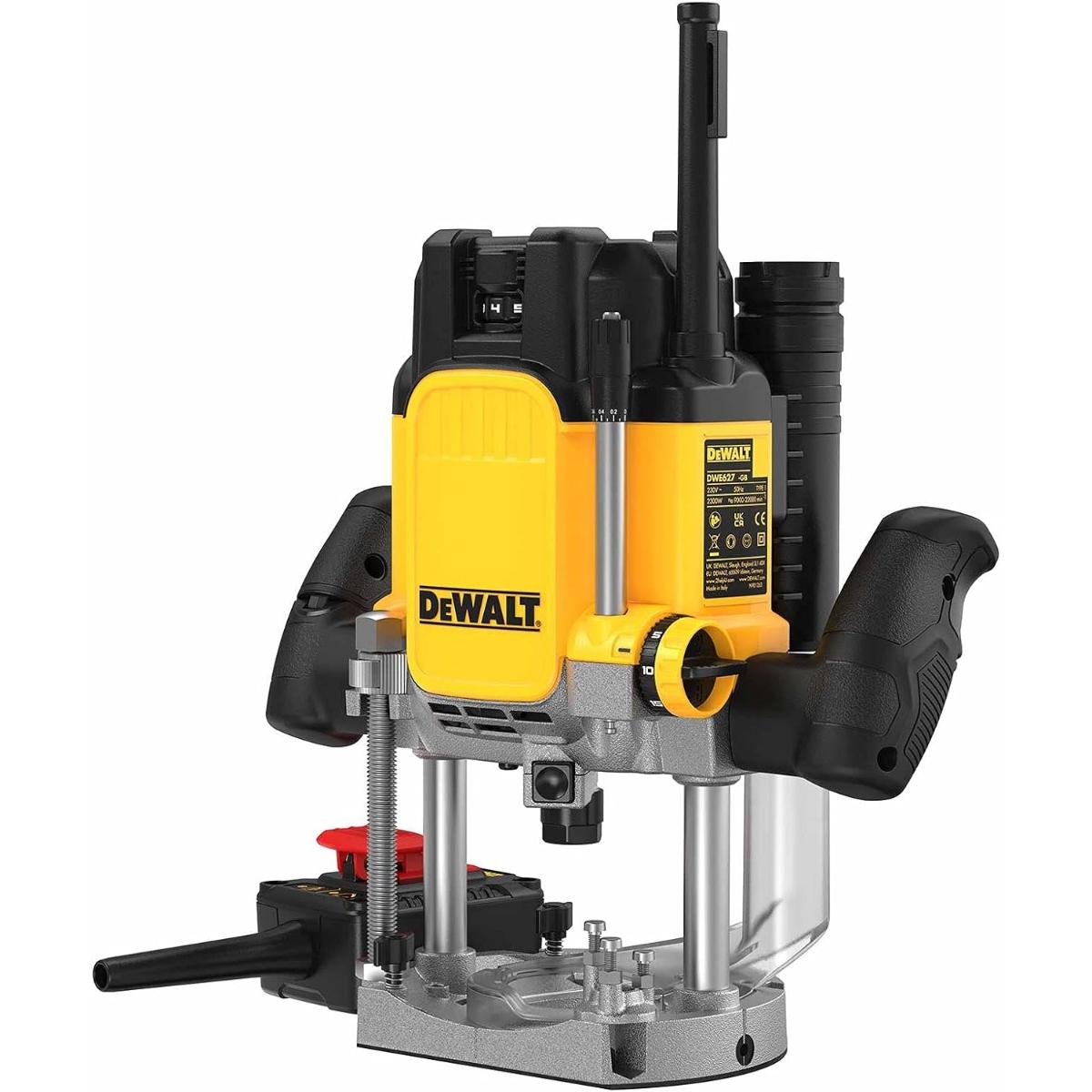 DEWALT 2.300W DWE627KT-QS Milling Machine, 80mm Cutting Route, Smooth Start and Parallel Guide, Includes Accessories, Suction Adapter and STAK VI T Box