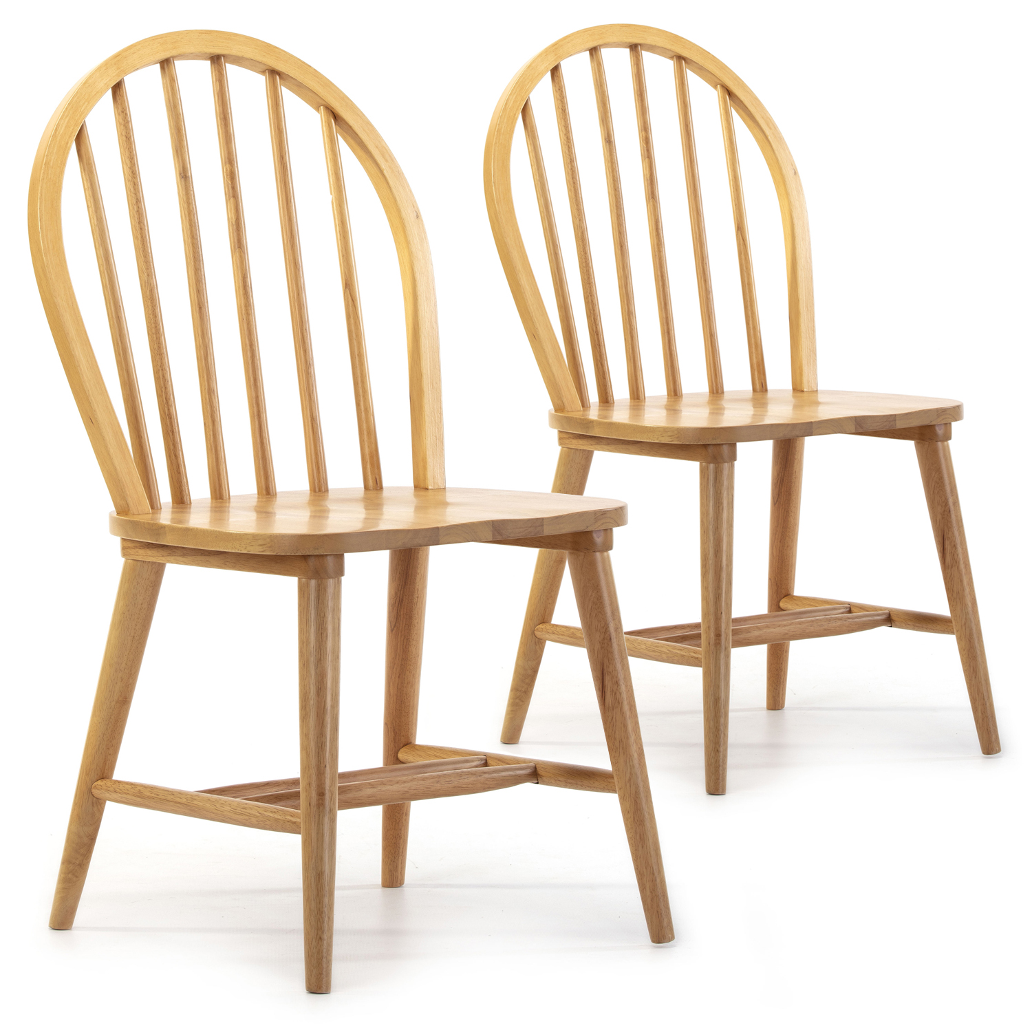 VS Venta-Stock Pack 2 Sillas Clarck Roble de Madera de Caucho Macizo