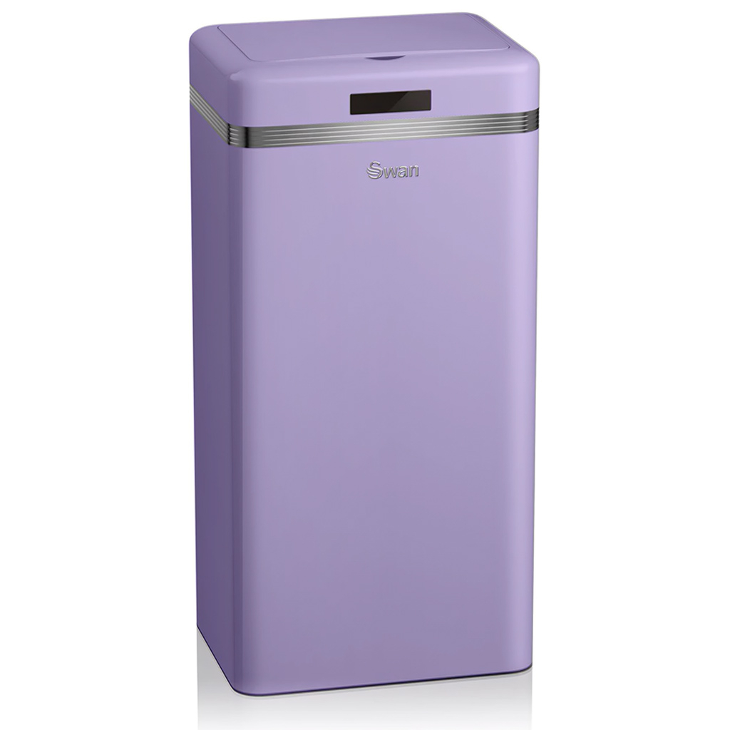 SWAN SWKA4500PURNEU Cubo Basura Cocina Sensor de Apertura Automática, Metálico, Capacidad 45 Litros, Diseño Vintage, , Morado