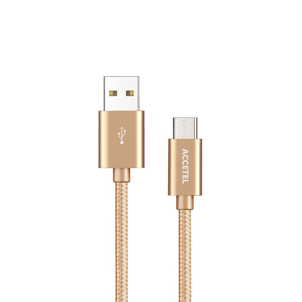 Cable Datos Nailon 2.4A - Micro USB Dorado (1M) CU1806