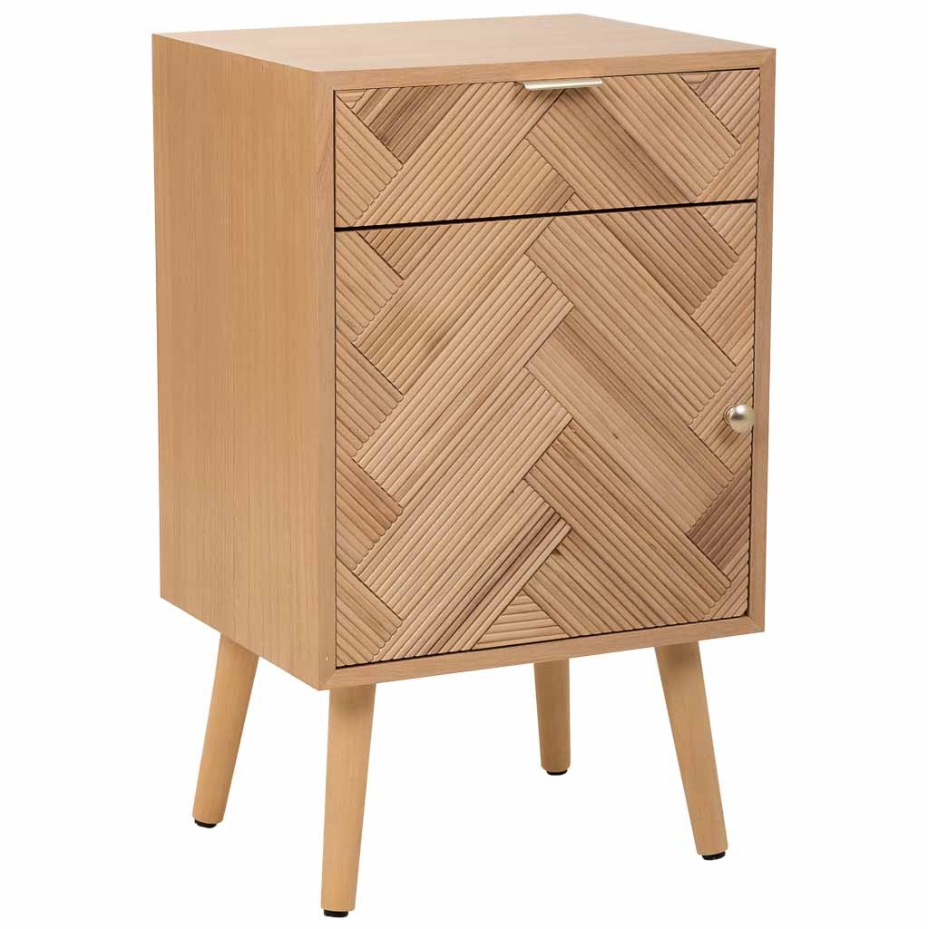 Wonderlust Deco - Mesita de madera de 1 puerta y 1 cajon marron 42x34x70 Marrón 42x34x70