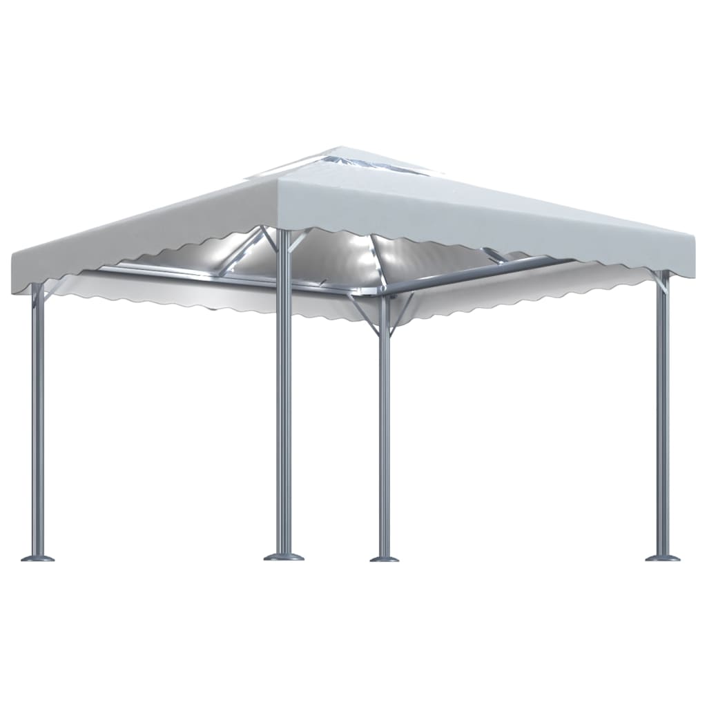 vidaXL Cenador con Tira de Luces Aluminio 300x300 cm Pérgola Parasol Color Antracita,  Crema, y mas