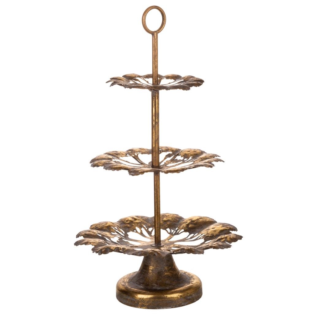 Wonderlust Deco - Platos con soporte de metal dorado 35x35x60h cm Dorado 35x35x60h cm