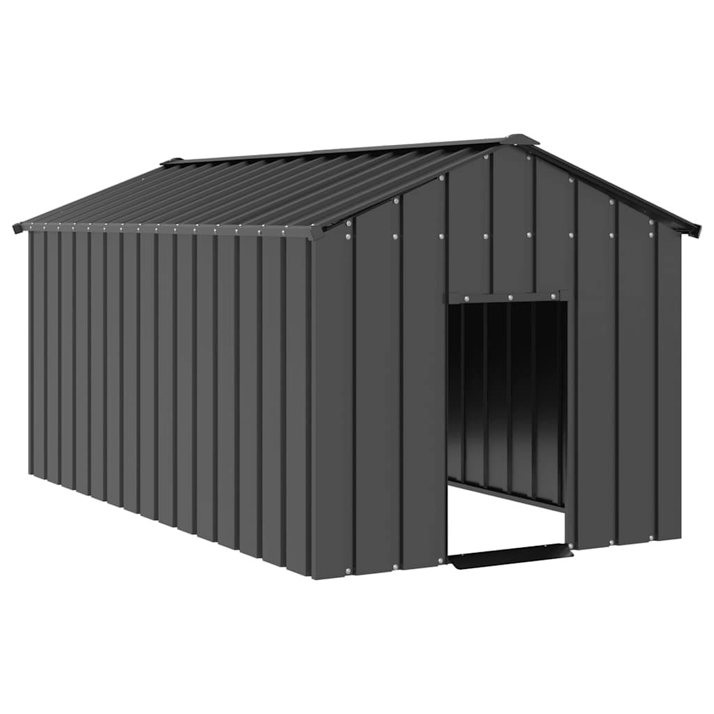 vidaXL Caseta para perros con techo acero galvanizado 114x202x101 cm en color Gris/Antracita