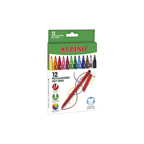 Alpino 12 Rotuladores de Colores, Punta Resistente 3mm, Tinta Súper Lavable