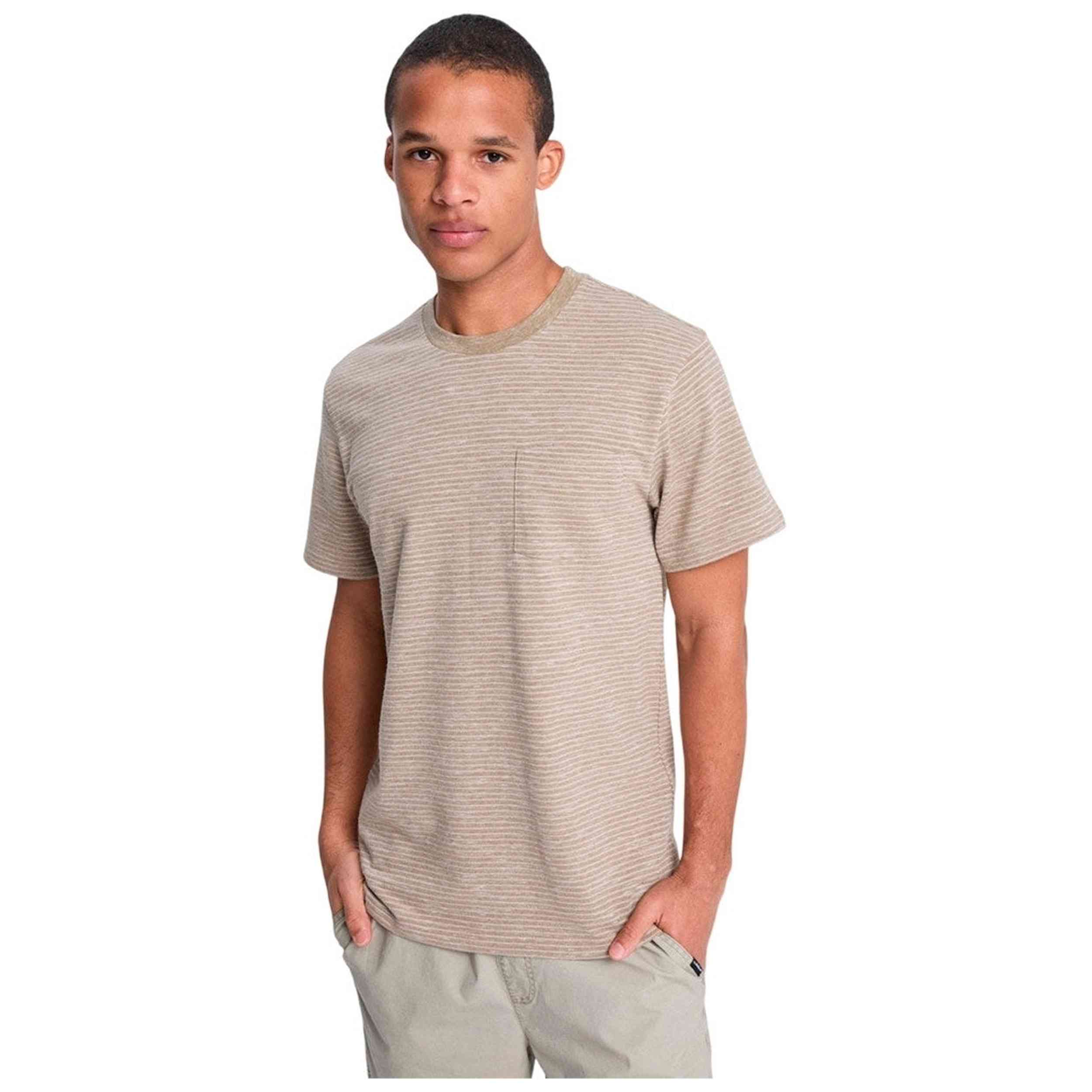 Camiseta Quiksilver modelo Lopaz Striped Ss Pocket en color Beig