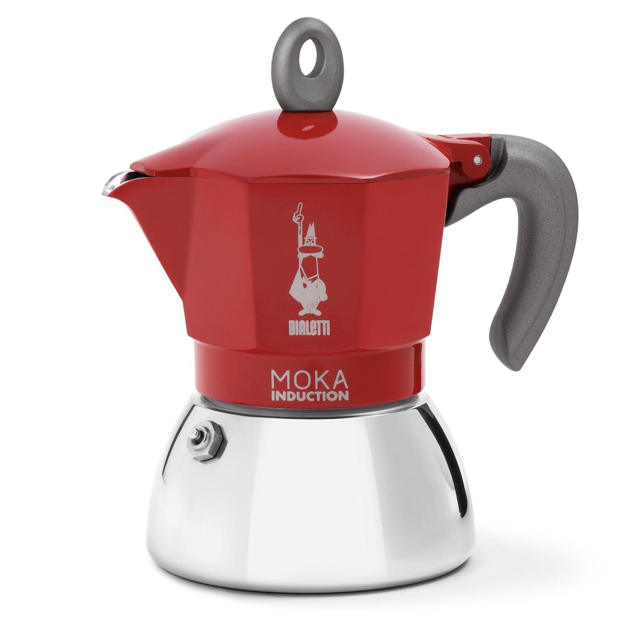 Bialetti Moka Inducción Cafetera Original Italiana 2, 4 y 6 Tazas - Aluminio y Acero para Cocinas de Inducción, Gas y Eléctricas - Rojo y Negro