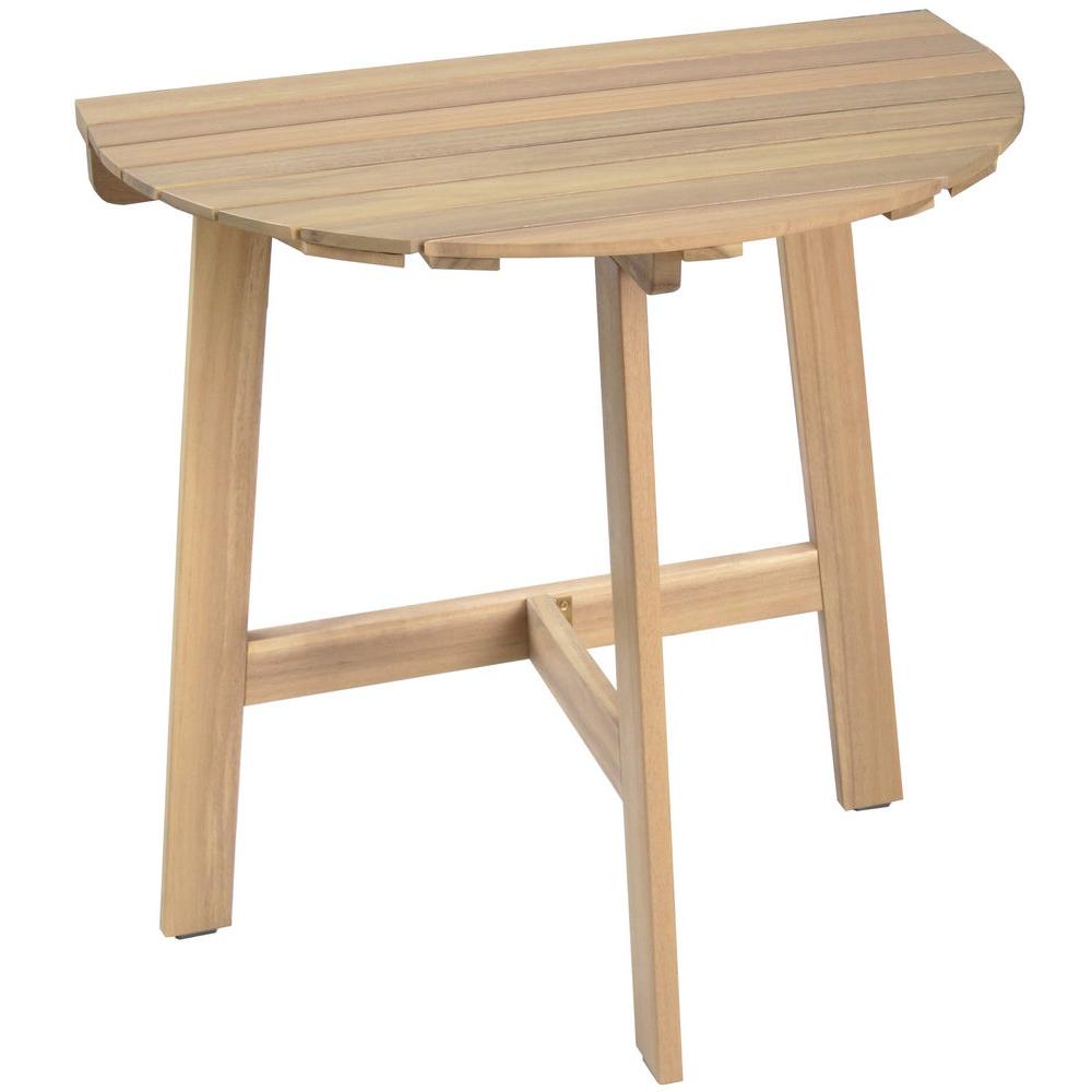 Lola Home Mesa de jardín plegable Nina semicircular de madera acacia natural de 70x45x74 cm
