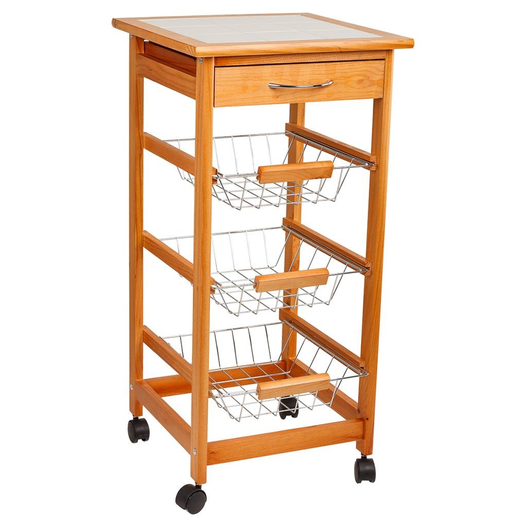 Wonderlust Deco - Carro de cocina de madera marrón 37x37x76 Marrón 37x37x76h cm