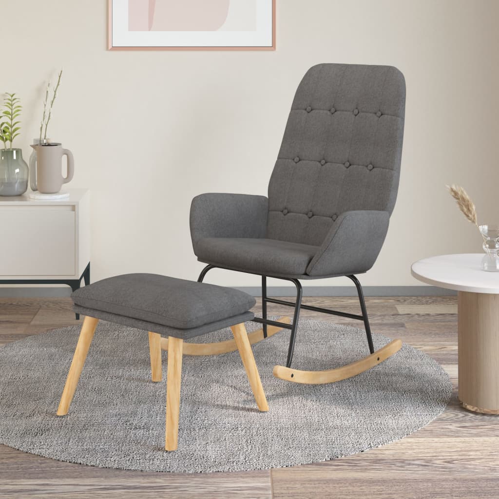 vidaXL Sillón mecedora con taburete tela en color Verde oscuro/Amarillo/Gris oscuro y más | cómodas modernas ergonómicas para comedor cocina salón hogar