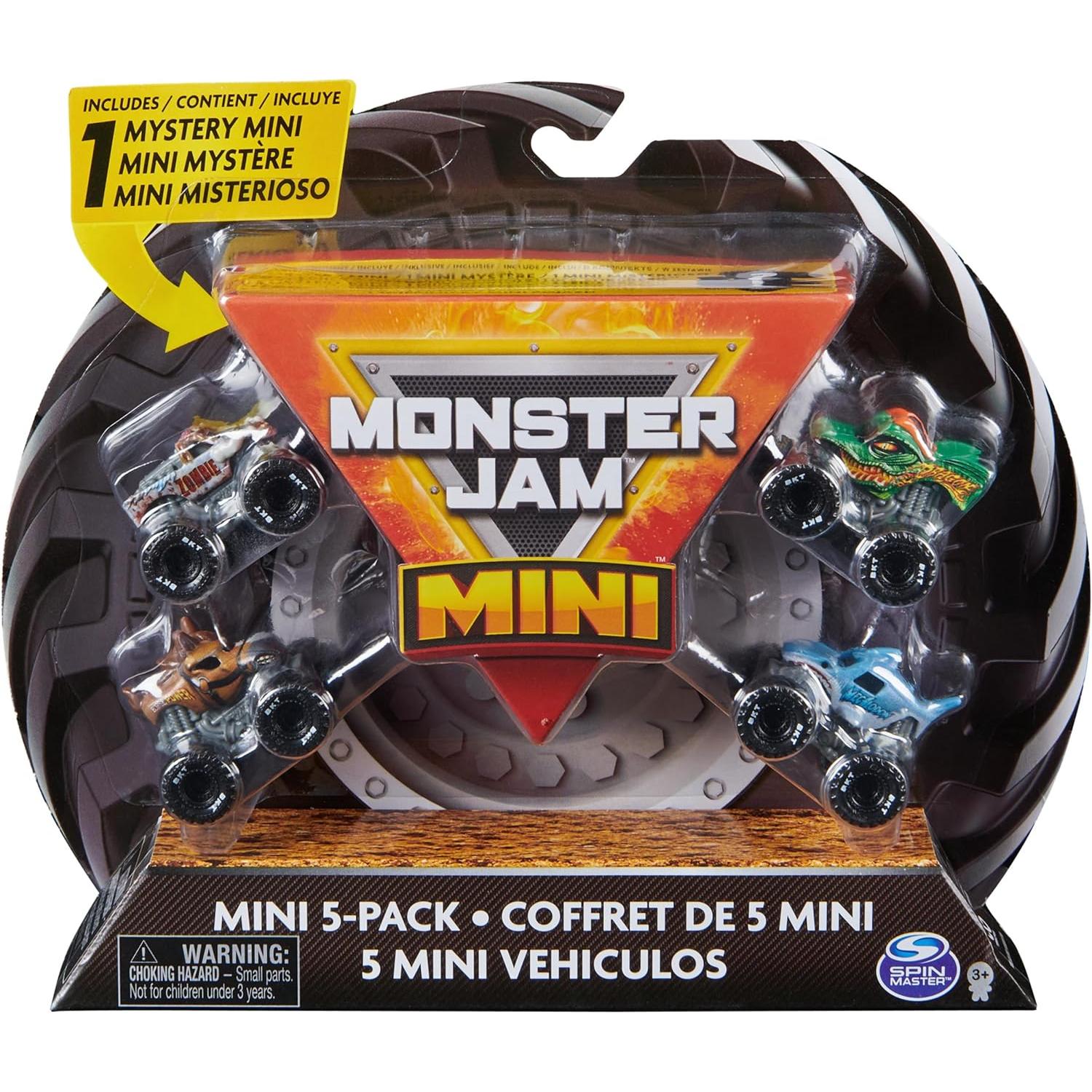 Monster Jam - 5 Pack Monster Truck- Pack Oficial de 5 Mini Coches de Juguetes Coleccionables, Escala 1:87-6066965 - Juguetes Niños 3 Años +