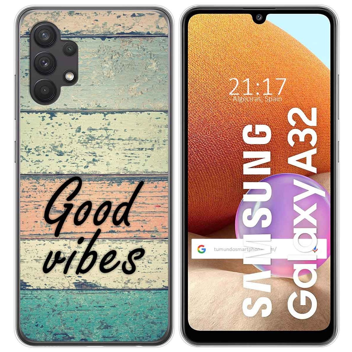 Tumundosmartphone Funda Gel Tpu para Samsung Galaxy A32 4G diseño Madera 01 Dibujos
