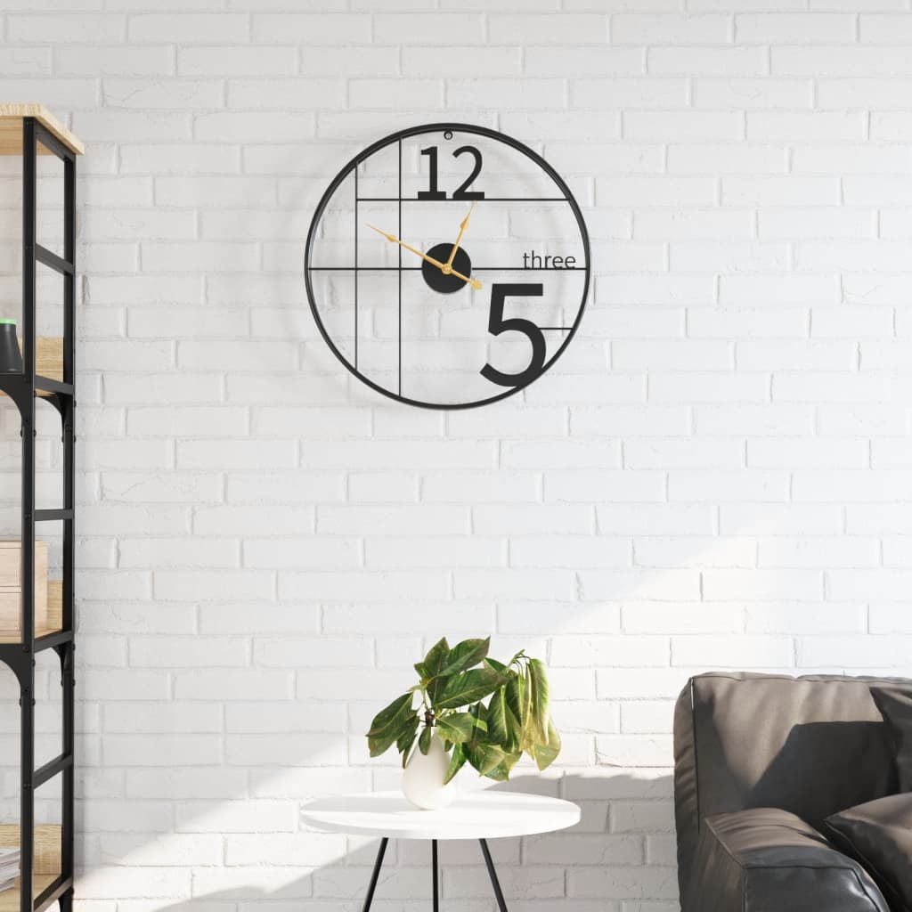 vidaXL Reloj de pared de hierro dorado Ø50 cm reloj de pared para salón Color Dorado,  Negro, y mas