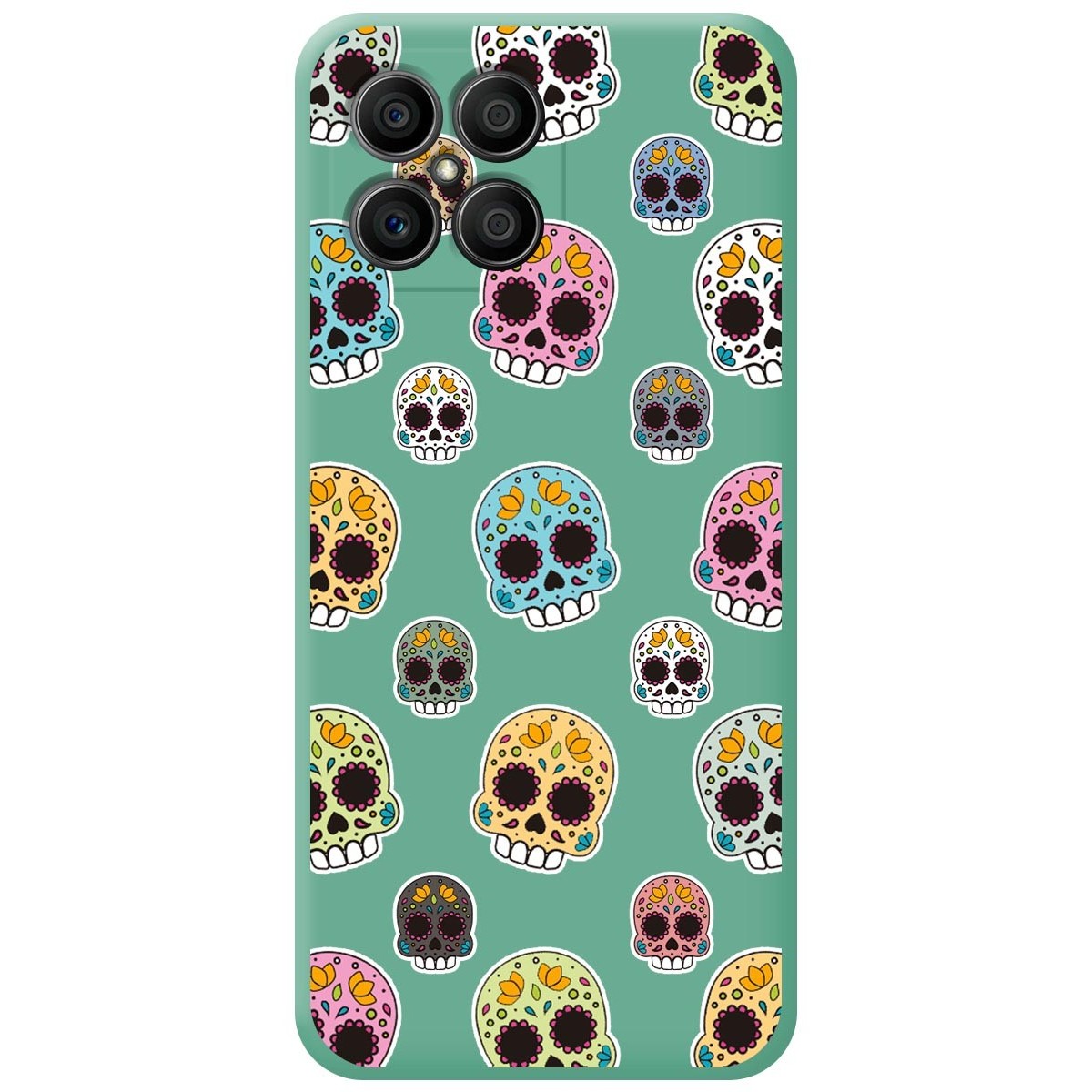 Funda Silicona Líquida Verde para Huawei Honor X8 diseño Catrina Dibujos
