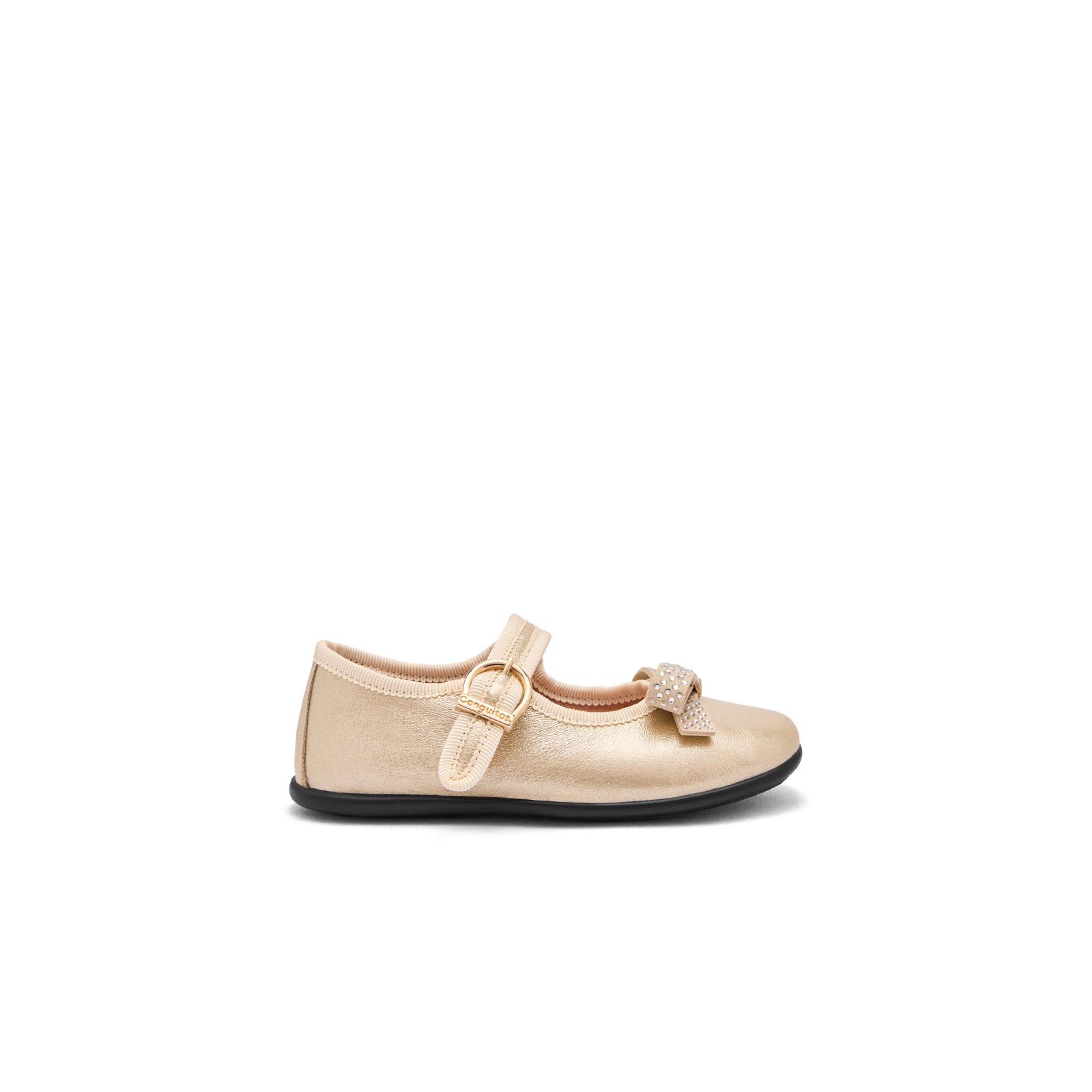 Conguitos - Merceditas de Niña con Hebilla Plata Bow Mary Janes para Niña