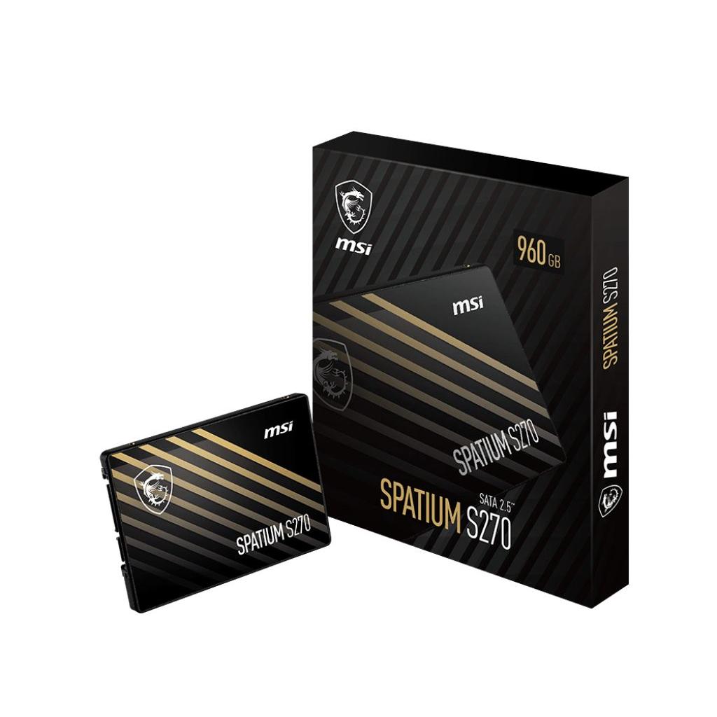 MSI - Disco Duro Interno SSD SPATIUM S270 S78-440P130-P83 de 960 GB con interfaz SATA III, lectura hasta 500 MB/s y escritura 450 MB/s para PC y gaming