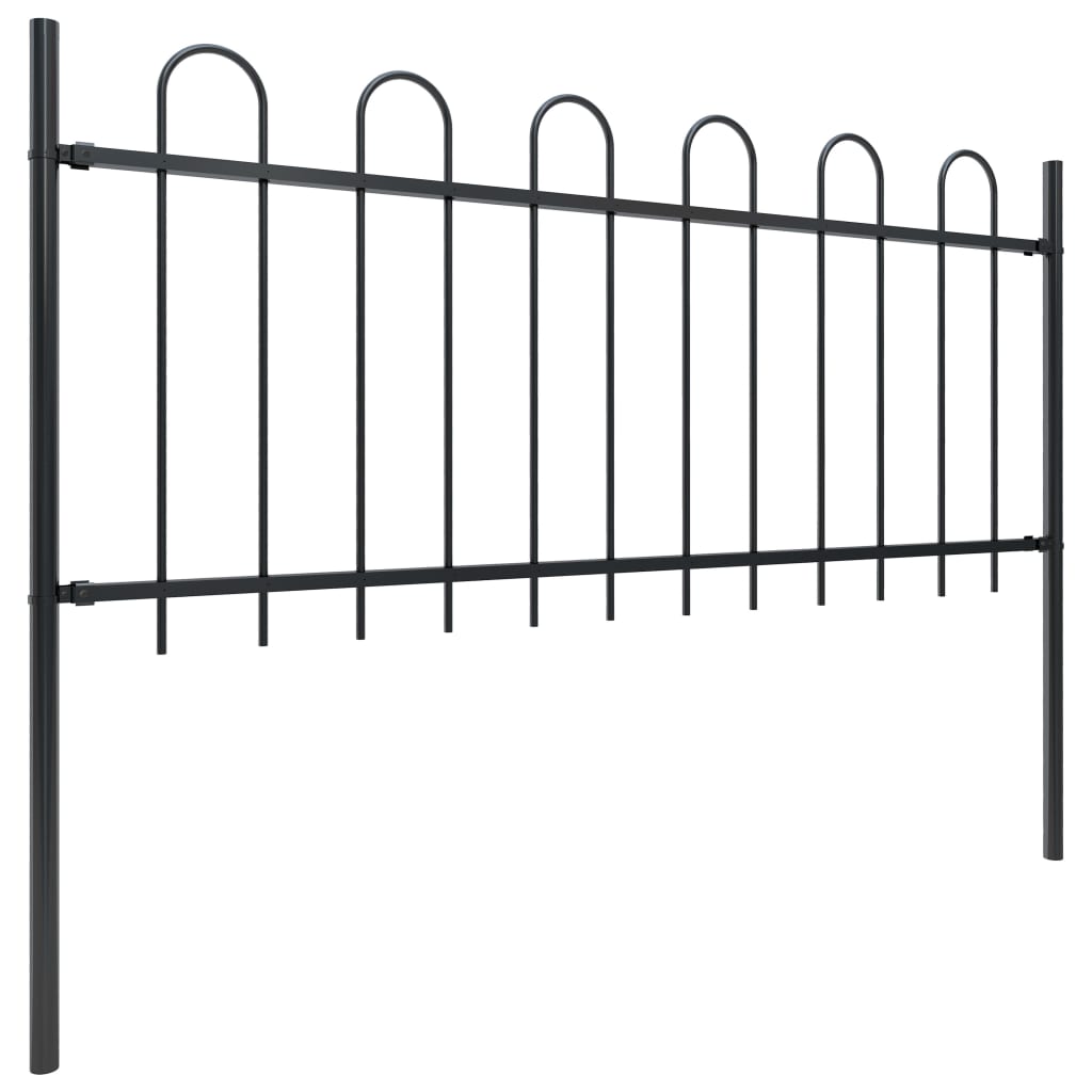 Valla de Jardín Vidaxl de Acero Negro con Puntas de Aro 0.8 M X 1.7 M