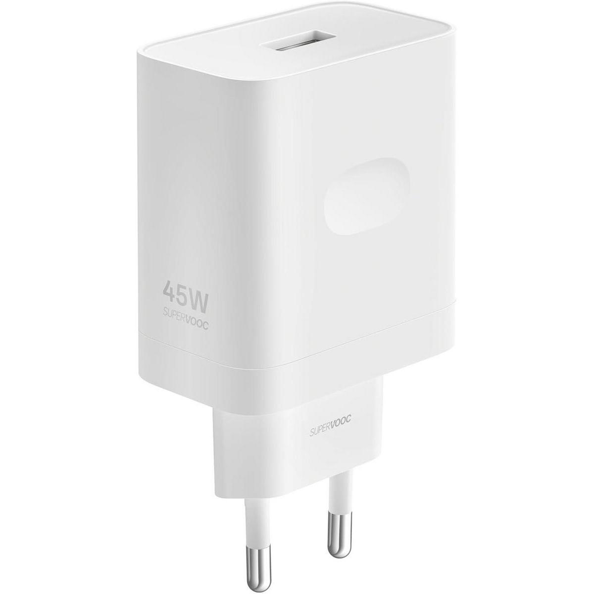 OPPO SUPERVOOC 45W Cargador White, Carga Rápida, Potencia Máxima 45W, USB, Cable no Incluido