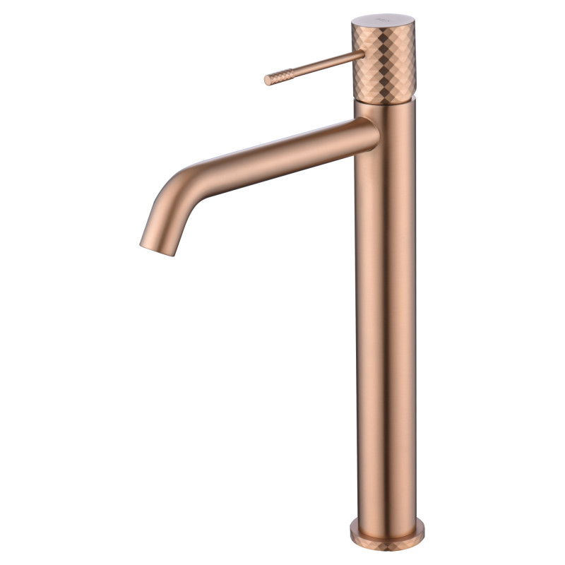 Imex génova BDG053-3ORC grifo monomando caño alto lavabo latón acabado oro rosa cepillado
