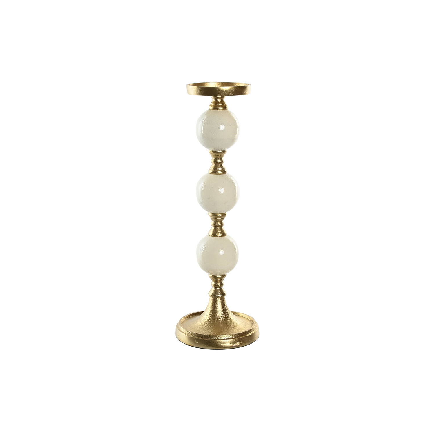 Candelabro aluminio 15x15x43,5 bolas dorado , La mejor decoración para tu hogar.
