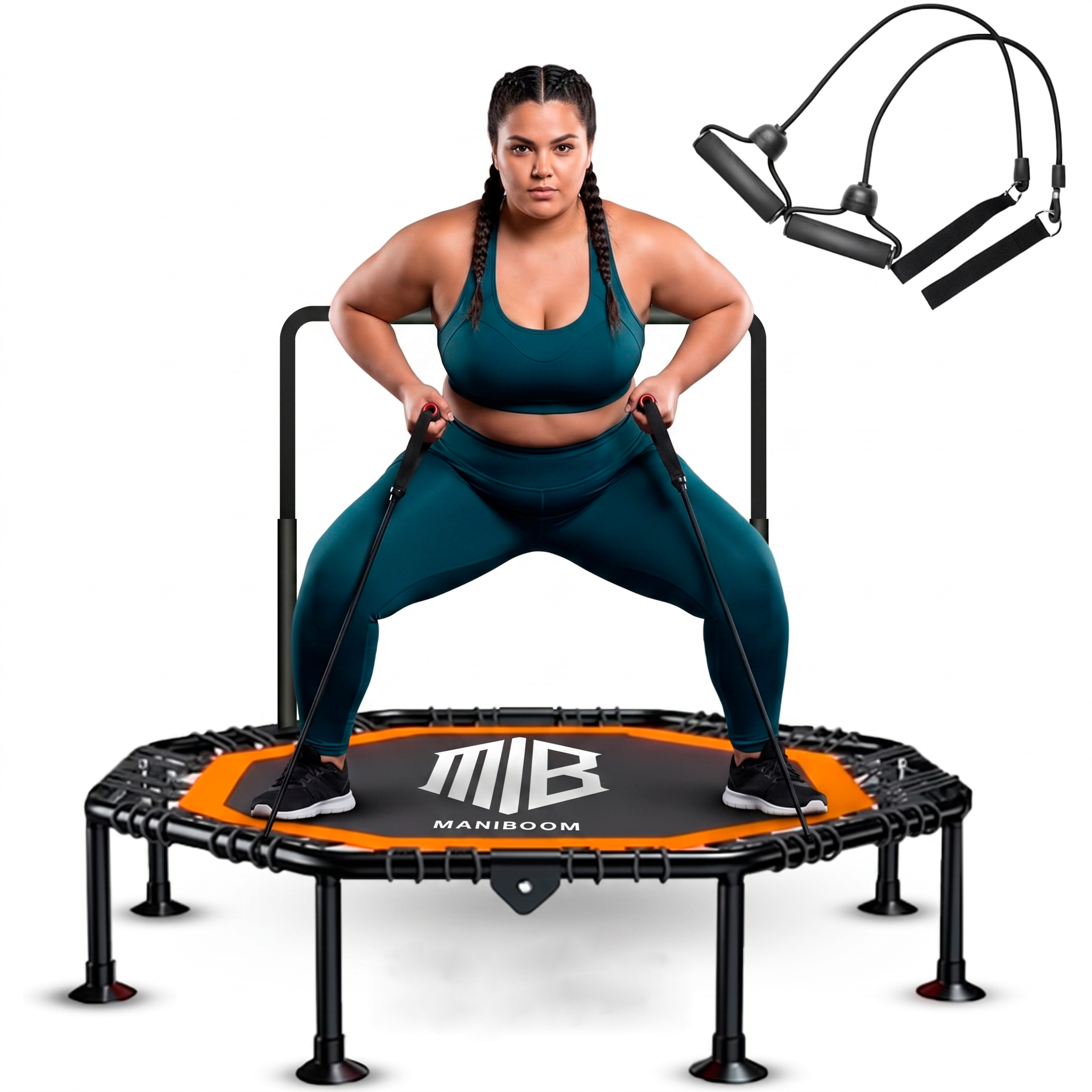 Trampolín Redondo Plegable de 105 cm con 2 Bandas de Resistencia y Agarre Regulable - Capacidad de 150 kg, Ideal para Interior y Exterior, Instalación Fácil