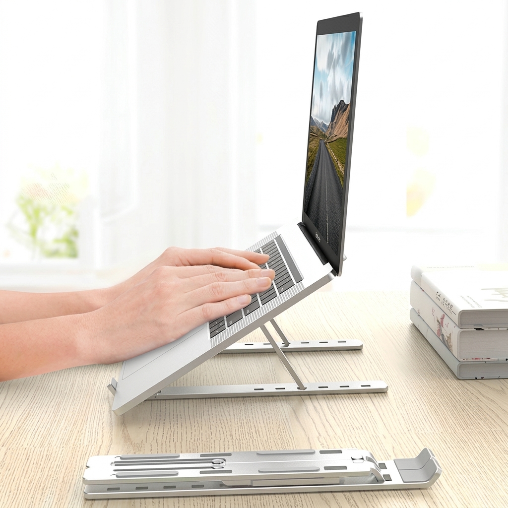 Soporte para Laptop y Tableta Plegable Alumínio Altura Regulable Klack
