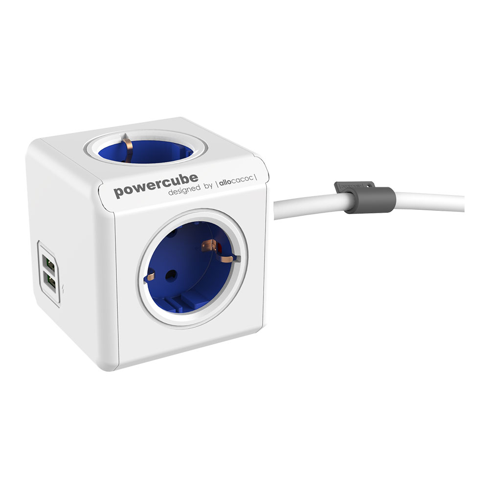 Powercube Adaptador de Corriente con 4 Tomas + 2 USB 1402