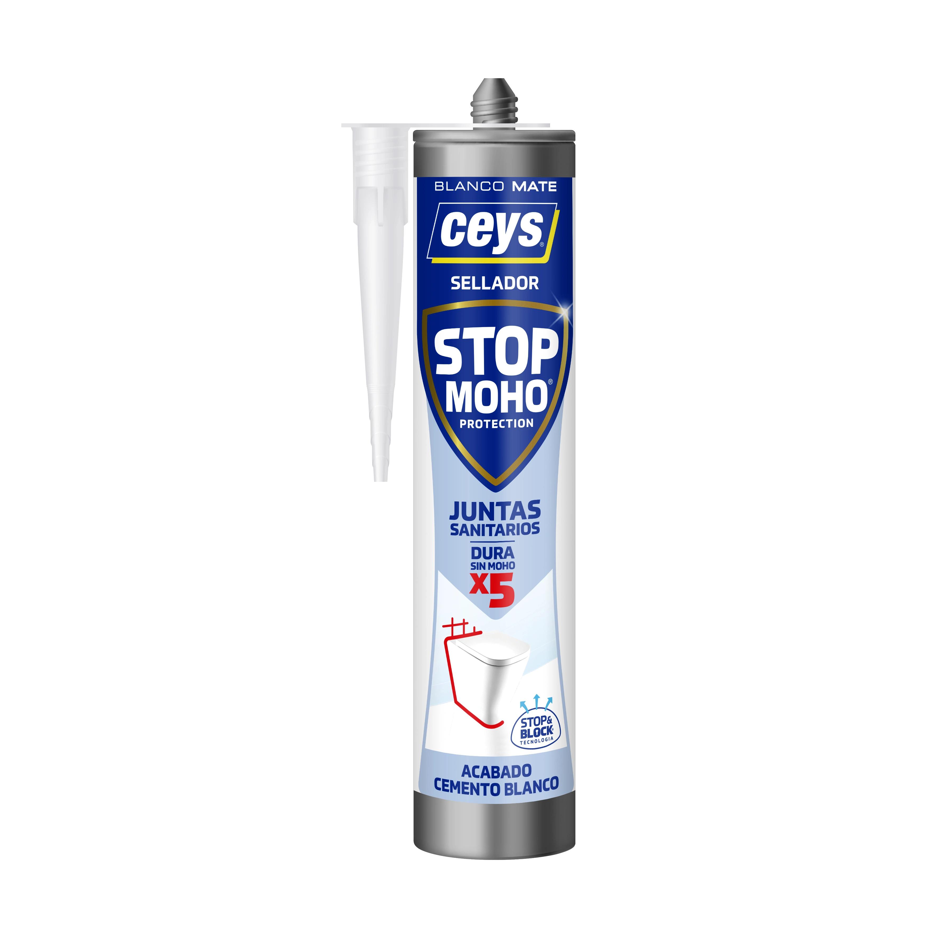 Ceys Stopmoho X5 sellador juntas sanitarios Acabado Cemento Blanco Mate 290ml