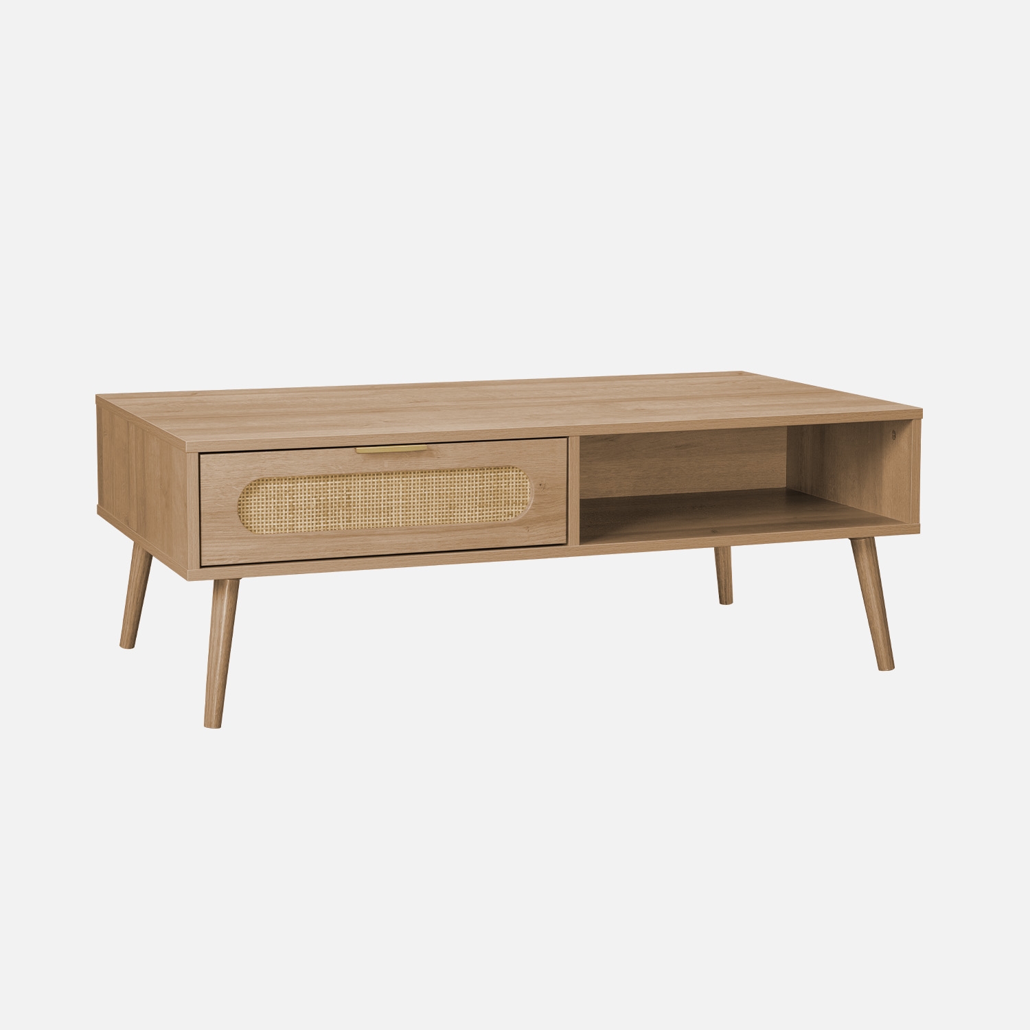 sweeek - Mesa de centro estilo escandinavo, 1 cajón , Eva , 110x59x39