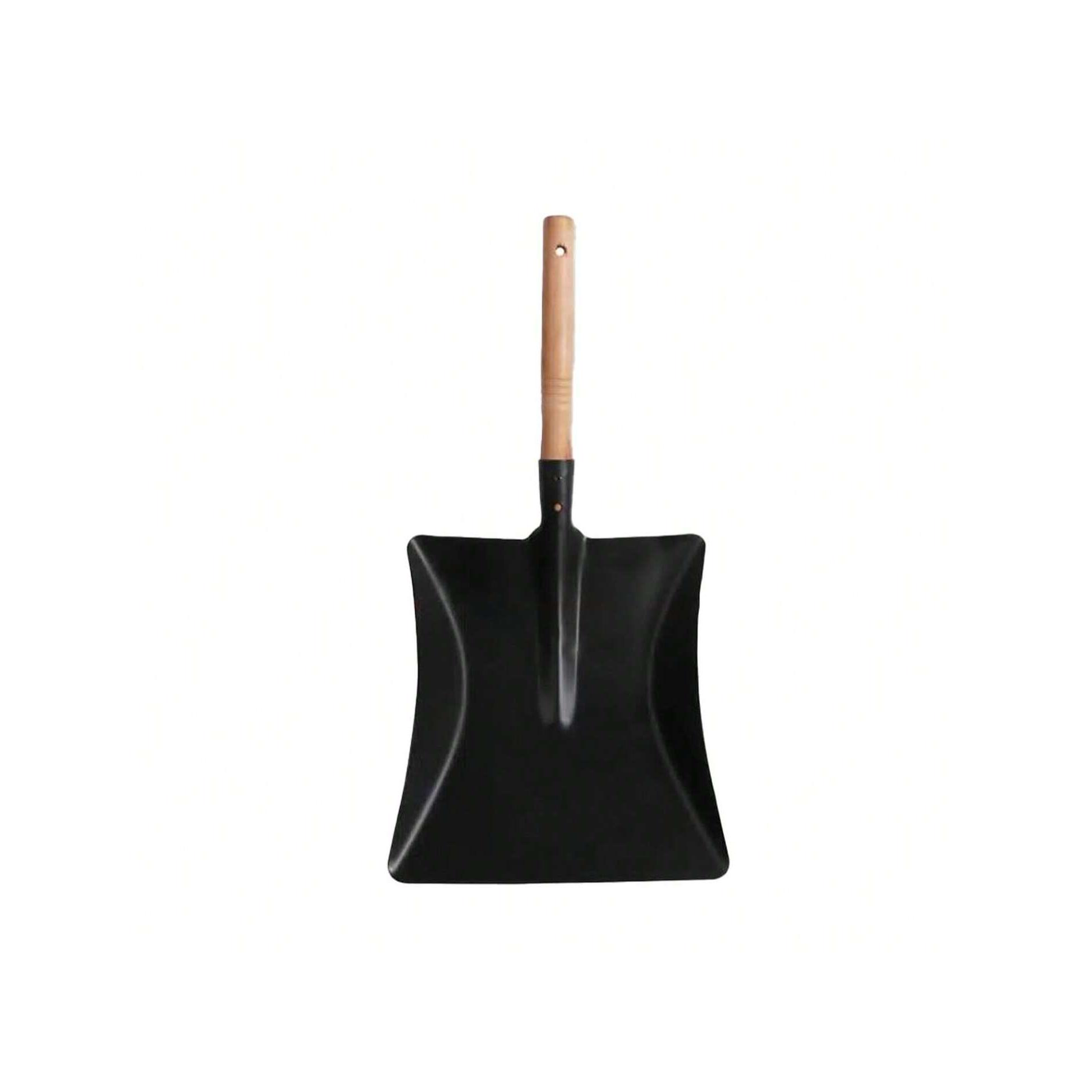 Pala de Hierro Multiusos con Mango de Madera – Cabezal Metálico Negro de Alta Resistencia (45×23 cm) – Ideal para Remover Cenizas de Chimeneas, Limpiar Parrillas, Recolectar Hojas y Tierra en Jardinería, Usos en Cocina al Aire Libre y Obras de Mantenimien