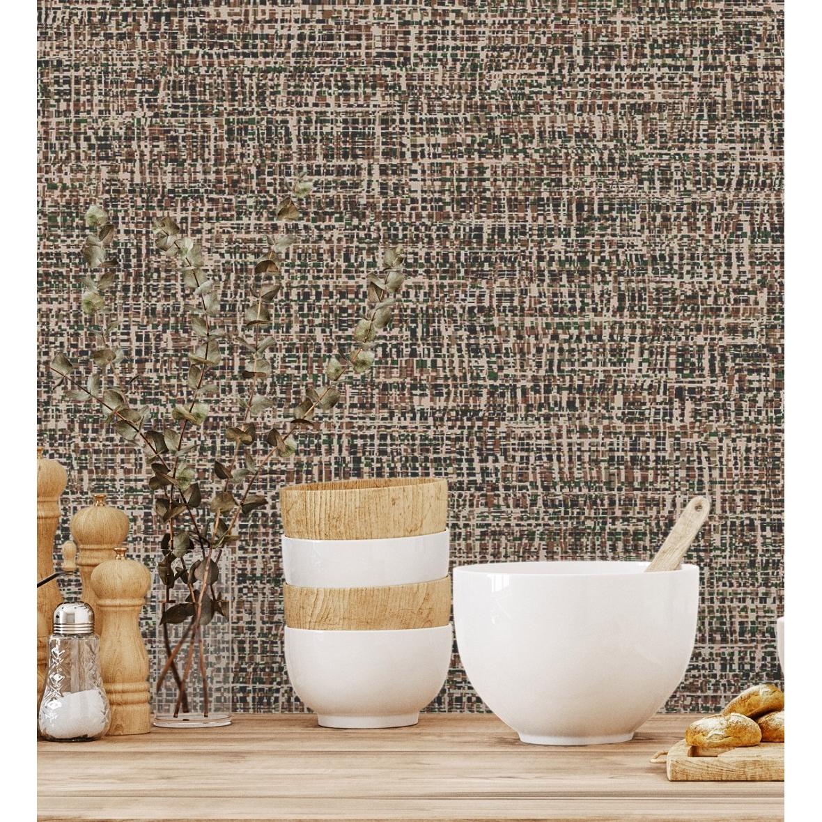 Papel pintado vinílico imitando la tela jaspeada con textura en relieve - Kilamba 681018 de GAULAN - Rollo de 10 m x 1,06 m