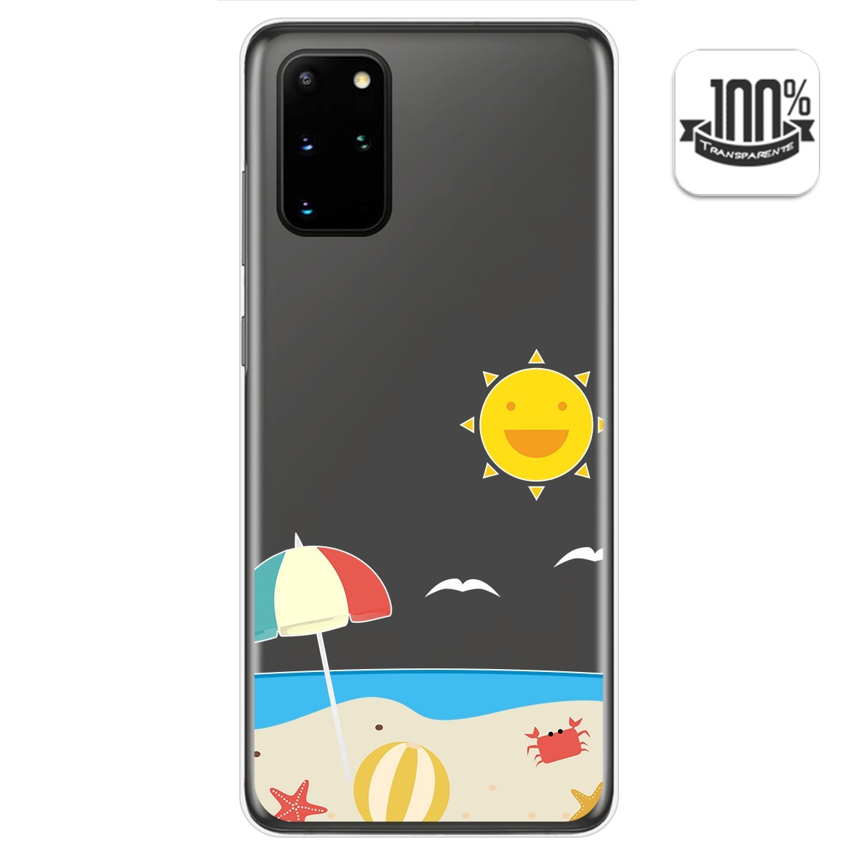 Tumundosmartphone Funda Gel Transparente para Samsung Galaxy S20+ Plus diseño Playa Dibujos