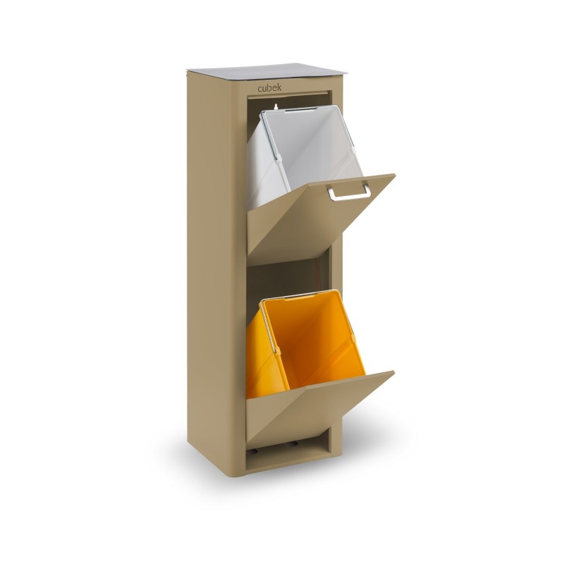 DON HIERRO - Cubo de basura y reciclaje lacado, 2 cubos gran capacidad, CUBEK-