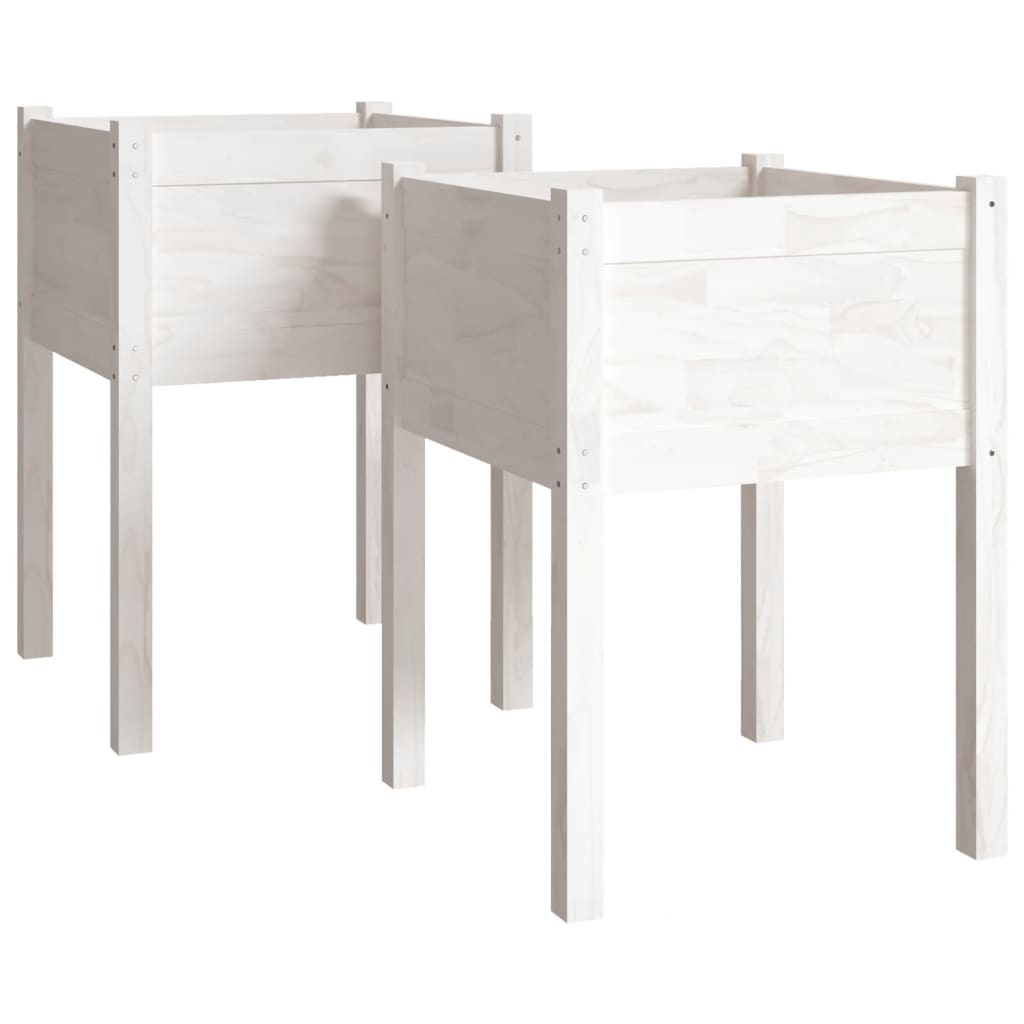 vidaXL Jardineras 2 uds madera maciza de pino 50x50x70 cm Color Natural,  Blanco,  Gris y mas