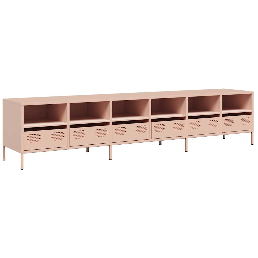 vidaXL Mueble para TV acero laminado en frío rosa 202x39x43,5 cm