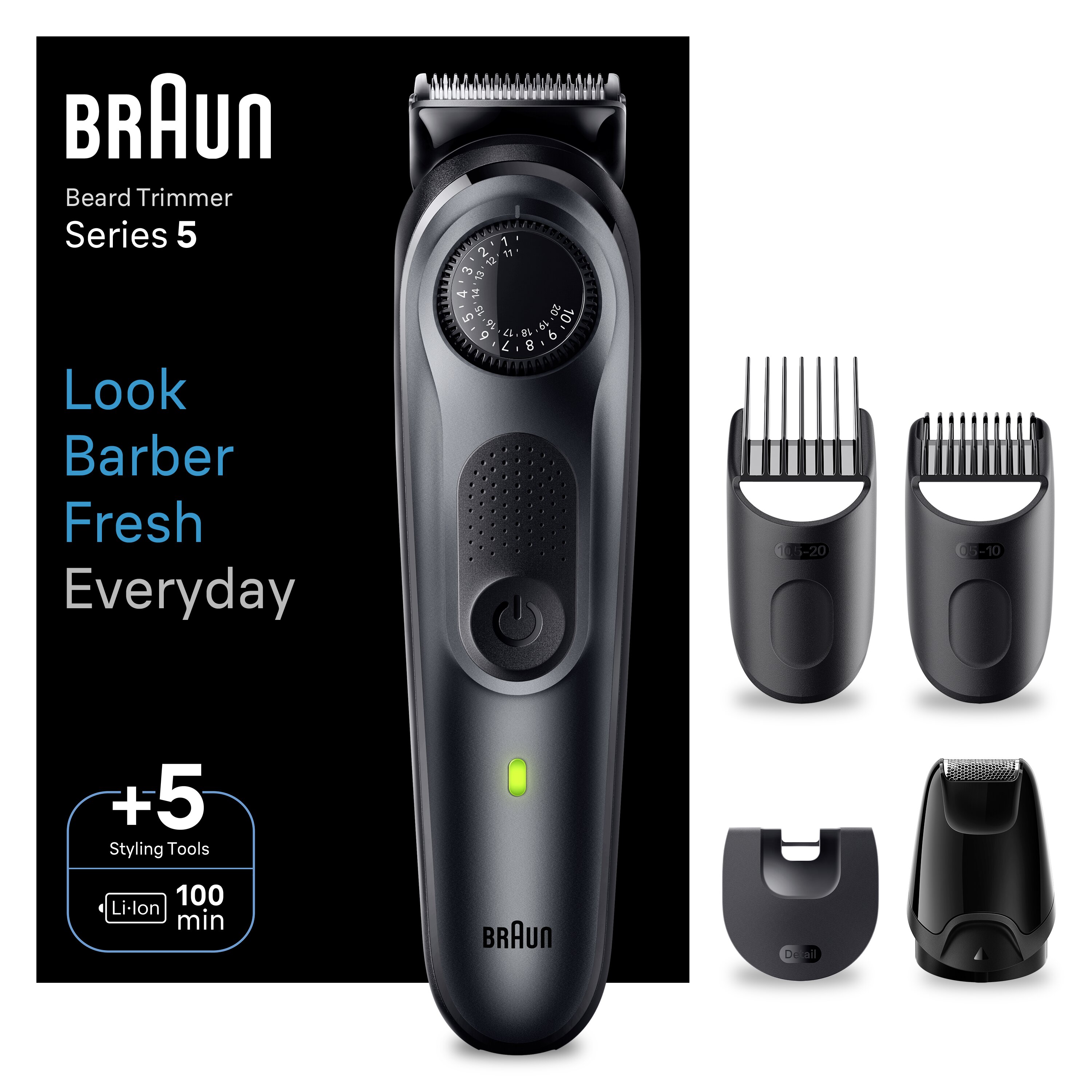 Braun - Braun Series 5 BT5420 recortadora de barba con lámina ultraafilada, 40 ajustes de longitud, funda, accesorios para conseguir tu estilo, estuche, recargable