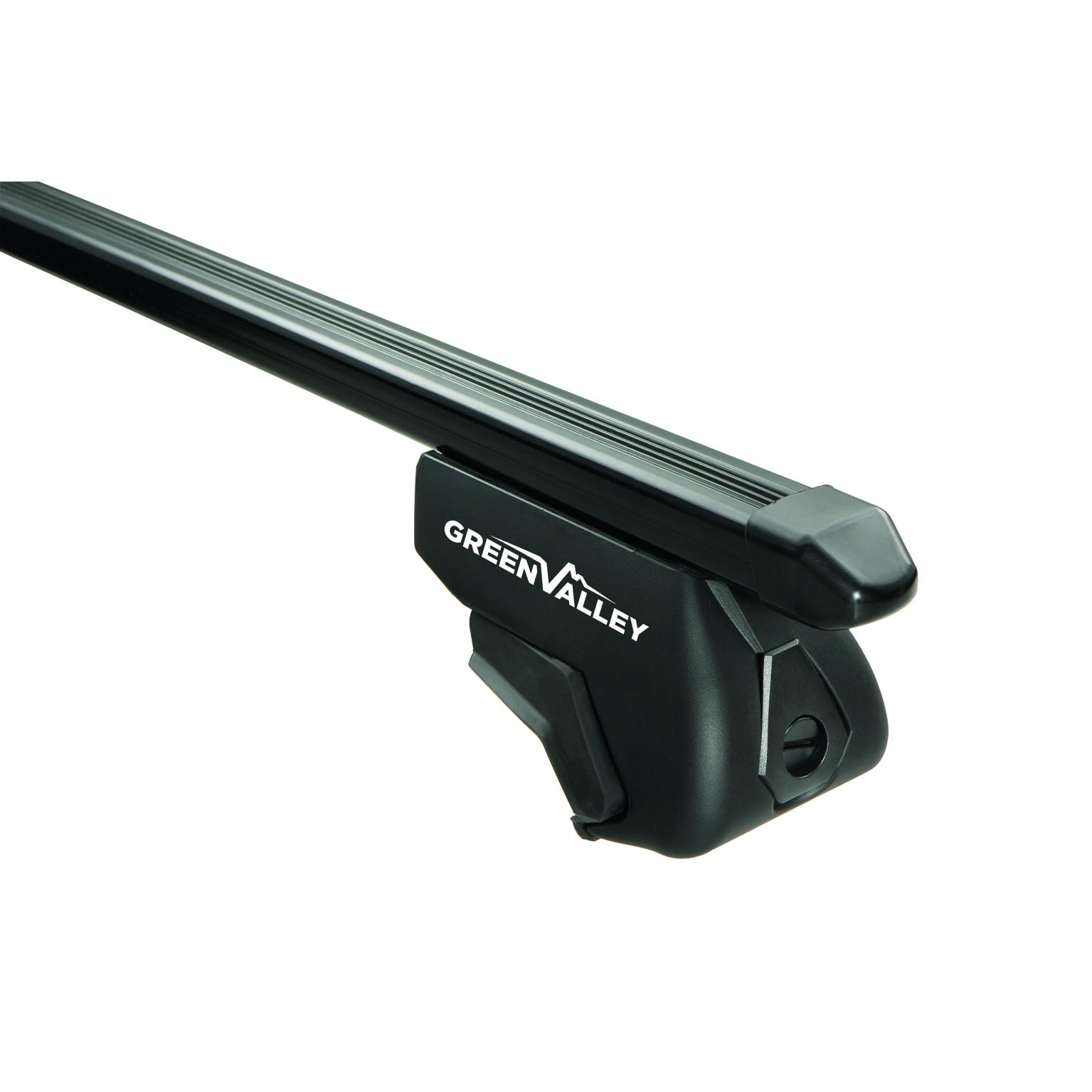 Barras de Techo GREEN VALLEY EASY ONE S.W. Acero | 75 kg | Antirrobo | Para Railing Estándar | 120–135 cm