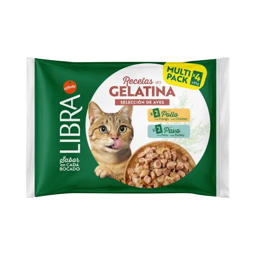 Libra Cat Comida Húmeda en Gelatina de Pollo y Pavo para Gatos - 340 GR