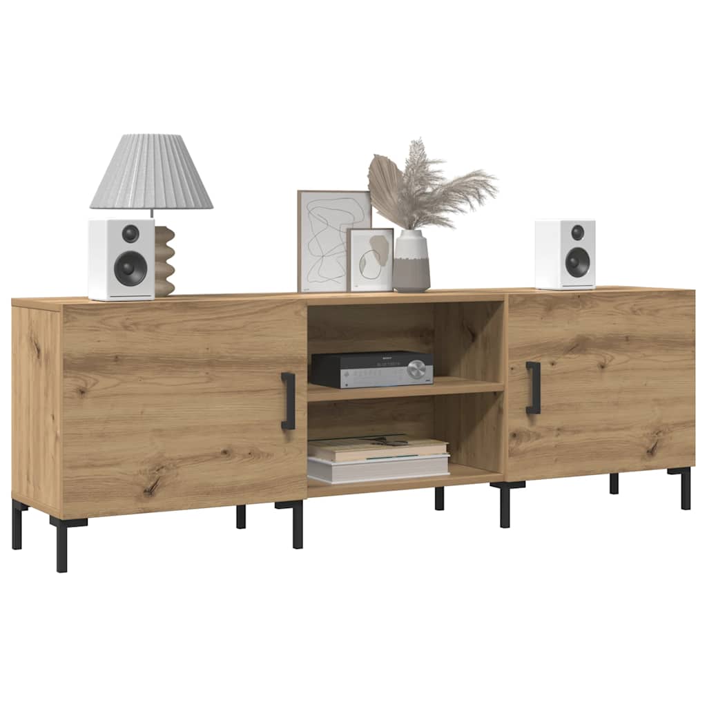 vidaXL Mueble de TV madera de ingeniería 150x30x50 cm en color Roble ahumado/Marrón roble/Roble artisan y más | almacenamiento funcional diseño moderno para baño dormitorio sala