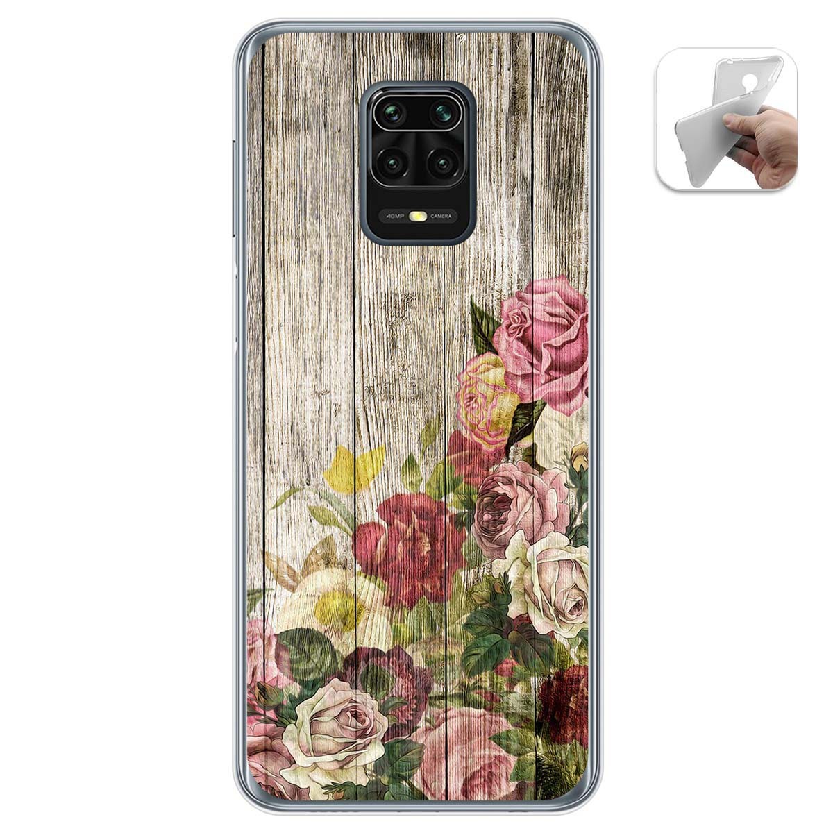 Tumundosmartphone Funda Gel Tpu para Xiaomi Redmi Note 9S / Note 9 Pro diseño Madera 08 Dibujos