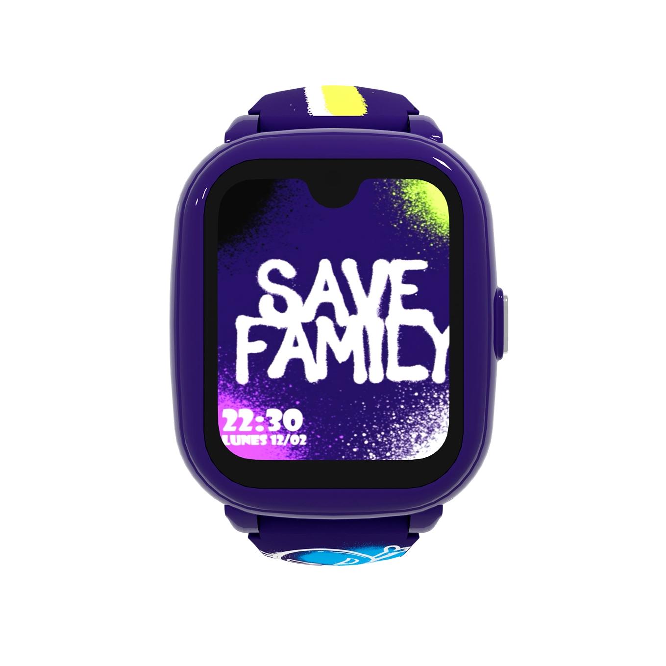 Reloj gps niño SaveFamily Relojes con GPS Iconic Plus 2 4G Reloj Inteligente niño Llamada Vídeo Face ID WhatsApp Inteligencia Artificial IA Spotify WIFI Bluetooth App Estampado Graffiti Medidor de constantes relojes inteligentes smartwatch NO INCLUYE SIM