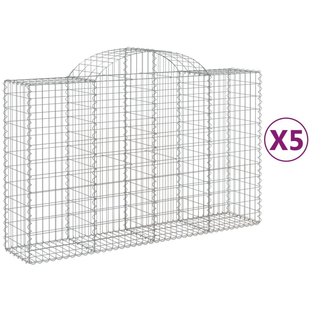 Cestas de Gaviones Forma de Arco 5 Uds Hierro 240x50x220/240 Cm Vidaxl