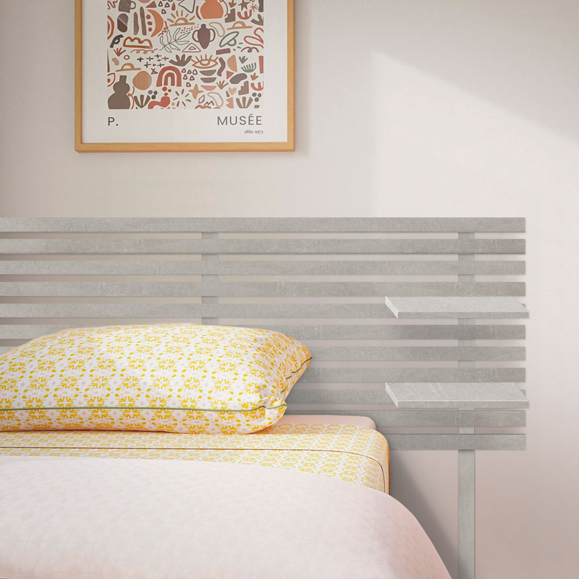Cabecero con Estantes de Madera reciclada DM Colgante Pared Estilo Palet Japones con Patas