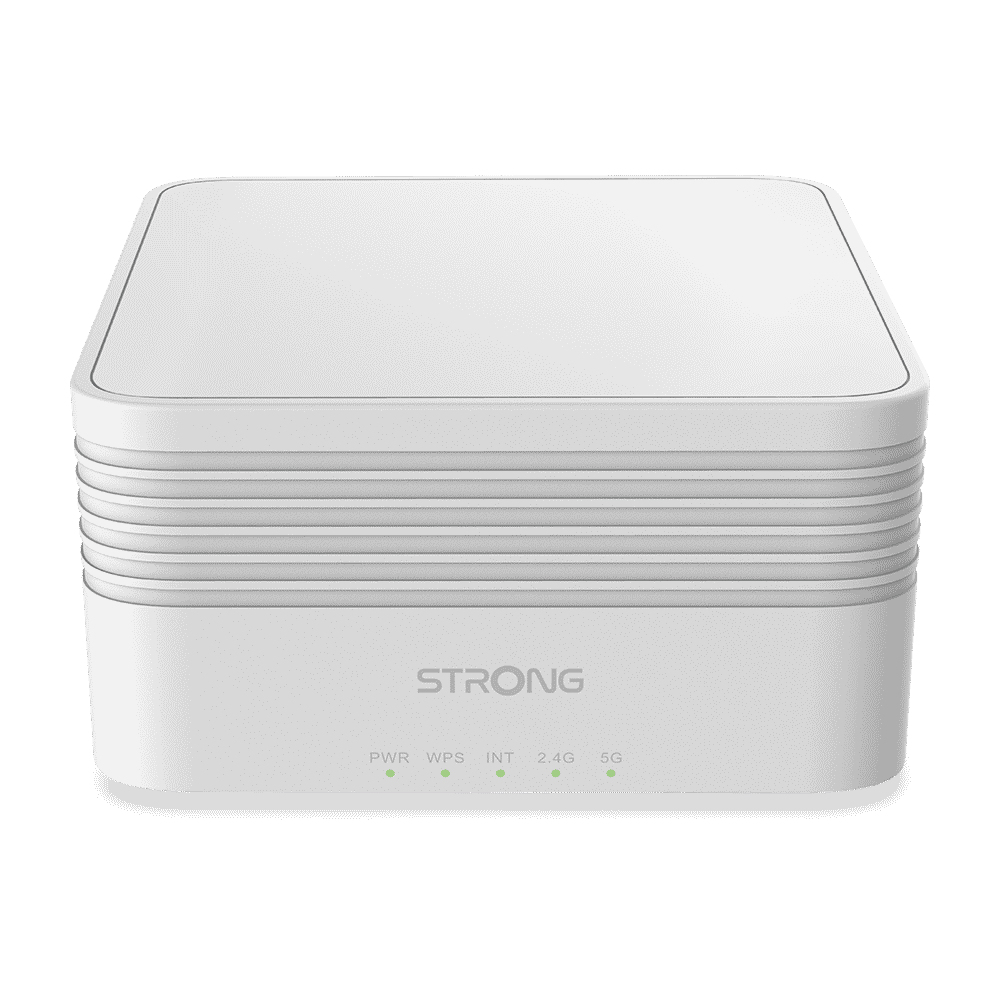 Strong MESHAX3000ADD Wi-Fi Mesh System, dual band (2.4 GHz / 5 GHz) Wi-Fi 6 (802.11ax), white, 4 internal antennas, maximum coverage of 175 m², ideal for home use and easy setup, providing a long-range network extender.