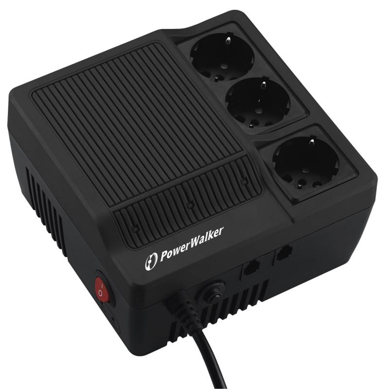 PowerWalker AVR 1000 regulador de voltaje 3 salidas AC 180-264 V Negro