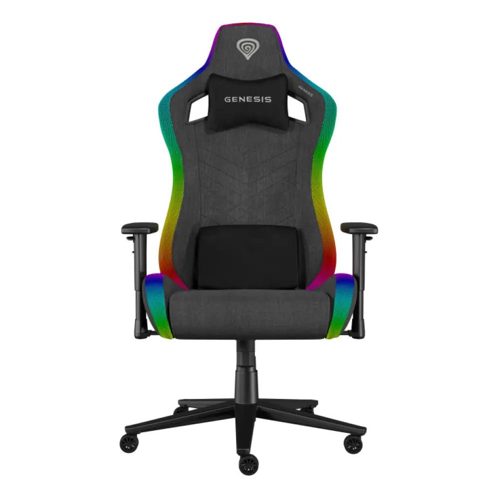 Silla gaming Genesis Trit 660 RGB ergonómica, 150kg, tela transpirable, retroiluminación y ajustes avanzados