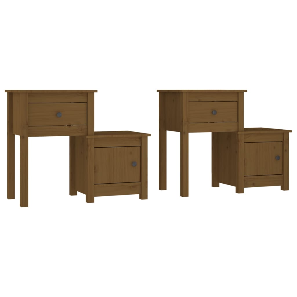 Vidaxl Mesitas de Noche 2 Unidades Madera de Pino 79,5x38x65,5 Cm Natural