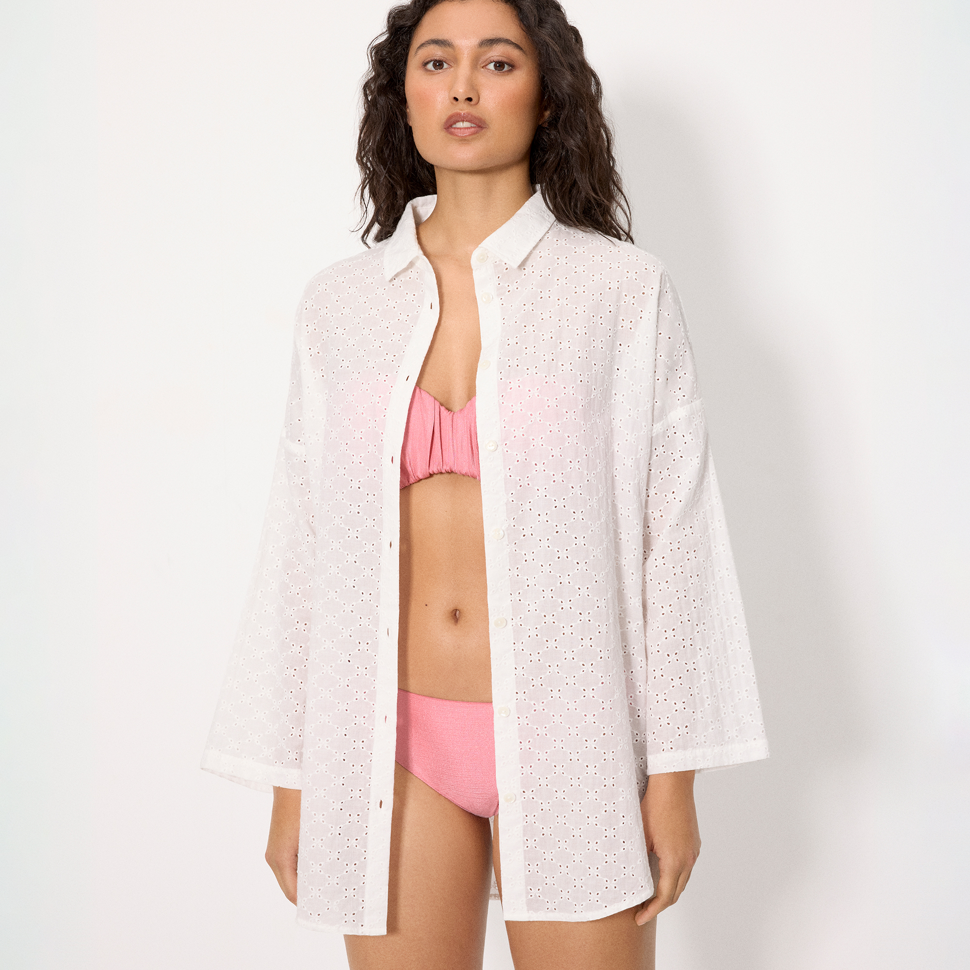 Ysabel Mora - Camisa larga algodón bordado