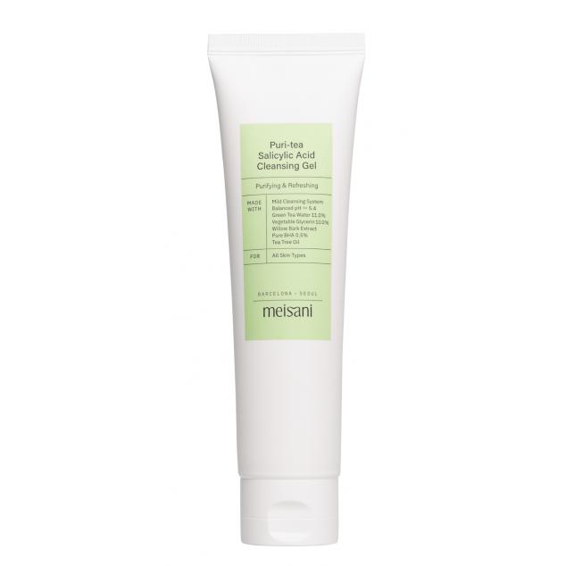 Meisani - PURI-TEA SALICYLIC ACID CLEANSING GEL (150ml) – Limpiador vegano sin sulfatos, pH equilibrado para piel grasa
